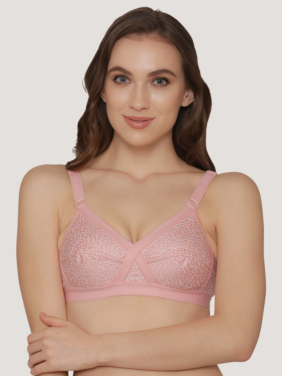 Buy Floret Double Layered Wirefree Super Support Bra - Pink at Rs.389  online