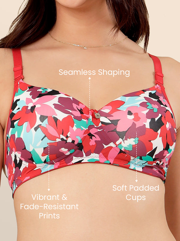 Kalyani Luna Women's Soft Padded Seamless Cups Everyday Printed T-Shirt Bra| PRINT1 PRINT1