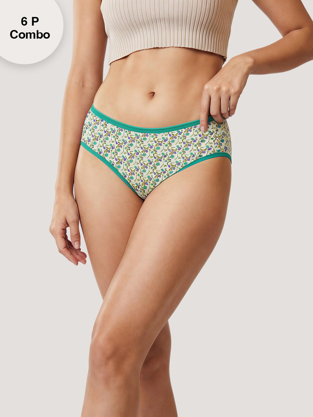 Kalyani 11032 Women Cotton Low Waist Printed Panties (Briefs) | Pack of 6