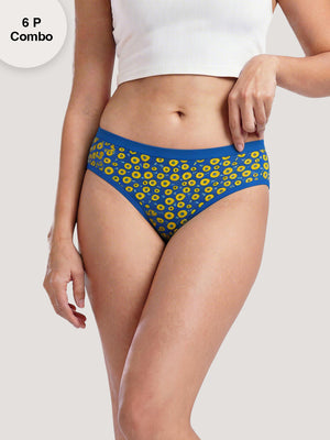 Kalyani 11033 Women Cotton Low Waist Printed Panties (Briefs) | Pack of 6