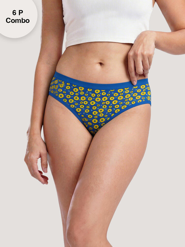 Kalyani 11033 Women Cotton Low Waist Printed Panties (Briefs) | Pack of 6