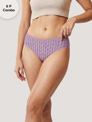 Kalyani 11037 Women Cotton Low Waist Printed Panties (Briefs) | Pack of 6