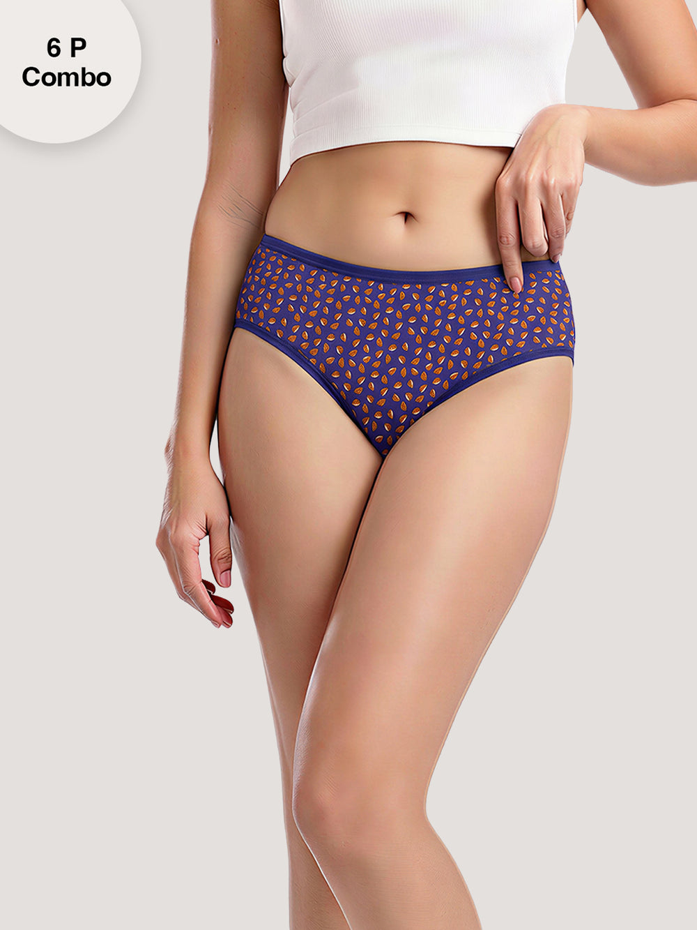 Kalyani 11038 Women Cotton Low Waist Printed Panties (Briefs) | Pack of 6