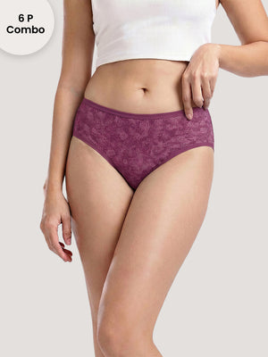Kalyani 11039 Women Cotton Low Waist Printed Panties (Briefs) | Pack of 6