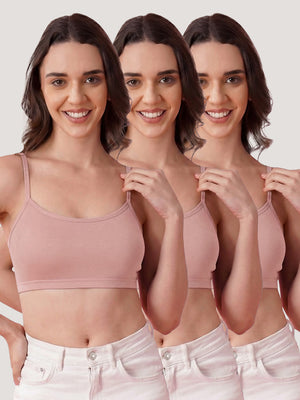 Kalyani Mia Full Coverage Double Layered Cups Cotton Beginners Bra |Pack of 3 CREPE & CREPE & CREPE