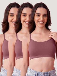 Kalyani Mia Full Coverage Double Layered Cups Cotton Beginners Bra |Pack of 3 ONION RUST  ONION RUST  ONION RUST