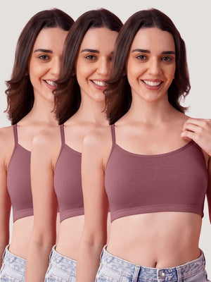 Kalyani Mia Full Coverage Double Layered Cups Cotton Beginners Bra |Pack of 3 ONION RUST  ONION RUST  ONION RUST