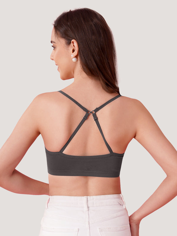 Kalyani Mia Full Coverage Double Layered Cups Cotton Beginners Bra |Pack of 3 S.BLUE WHITE ASH
