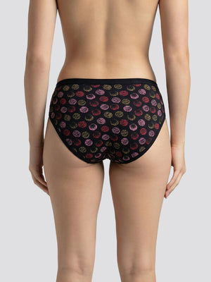 Kalyani 3525 Medium Coverage Cotton Lycra Fabric Mid Waist Printed Hipster Panties for Women | Pack of 6 | Colors and Prints may vary