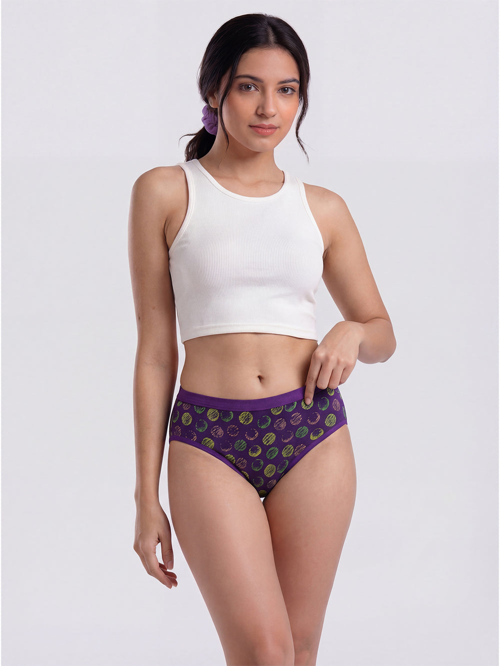 Kalyani 3525 Medium Coverage Cotton Lycra Fabric Mid Waist Printed Hipster Panties for Women | Pack of 6 | Colors and Prints may vary