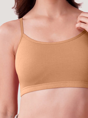 Kalyani Mia Full Coverage Double Layered Cups Cotton Beginners Bra |Pack of 3 ASH WHITE NUDE