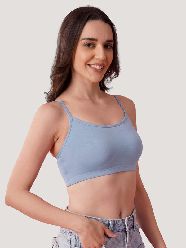 Kalyani Mia Full Coverage Double Layered Cups Cotton Beginners Bra |Pack of 3 CREPE  S.BLUE  BLACK