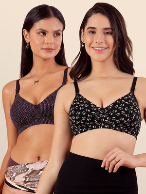 Kalyani Clara Women's Light Padded Seamless Everyday Printed T-Shirt Bra | PRINT1 PRINT2