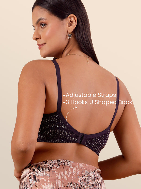 Kalyani Clara Women's Light Padded Seamless Everyday Printed T-Shirt Bra | PRINT2 PRINT2