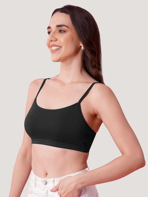 Kalyani Mia Full Coverage Double Layered Cups Cotton Beginners Bra |Pack of 3 EVENING BLUE WHITE  BLACK