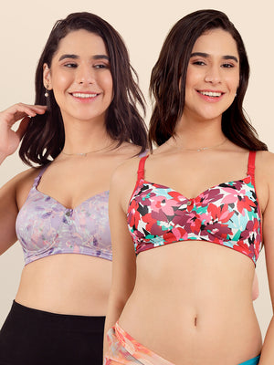 Kalyani Luna Women's Soft Padded Seamless Cups Everyday Printed T-Shirt Bra| PRINT1 PRINT2