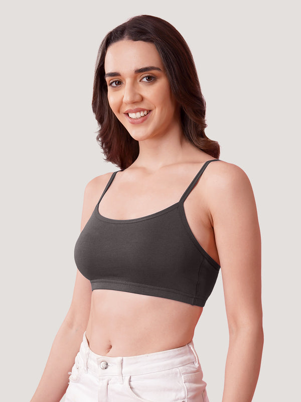 Kalyani Mia Full Coverage Double Layered Cups Cotton Beginners Bra |Pack of 3 ASH & ASH & ASH