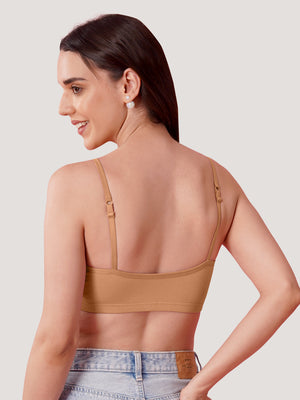 Kalyani Mia Full Coverage Double Layered Cups Cotton Beginners Bra |Pack of 3 EVENING BLUE NUDE ONION RUST