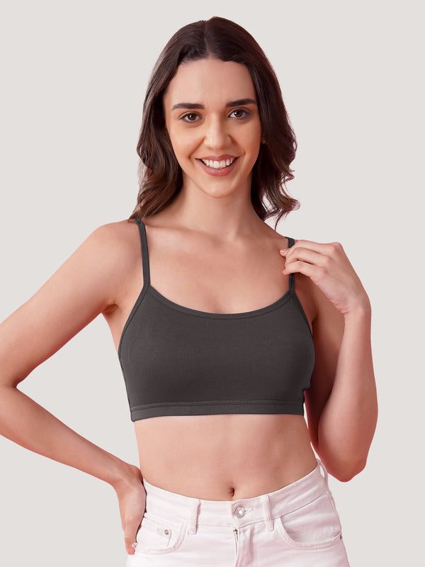 Kalyani Mia Full Coverage Double Layered Cups Cotton Beginners Bra |Pack of 3 S.BLUE WHITE ASH