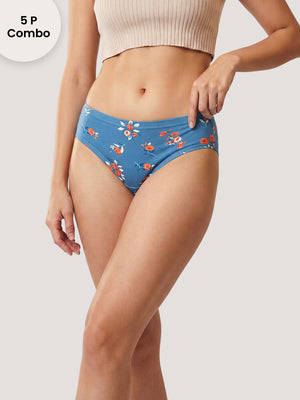 Kalyani 50002 Mid Coverage Super Comfortable Printed Panties | Pack of 5