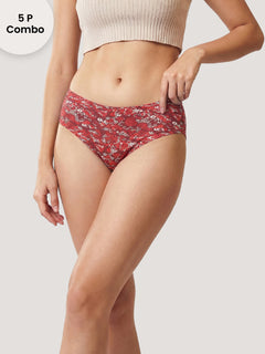Kalyani 50003 Mid Coverage Super Comfortable Printed Panties | Pack of 5