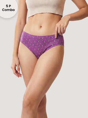 Kalyani 50005 Mid Coverage Super Comfortable Printed Panties | Pack of 5