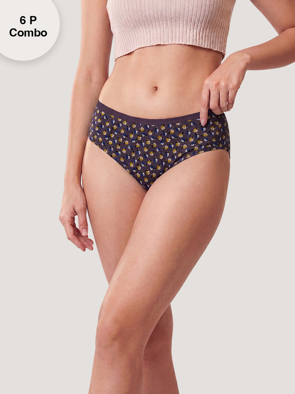 Kalyani 58007 Super Comfy Cotton Low Waist Panties (Briefs) for Women | Pack of 6
