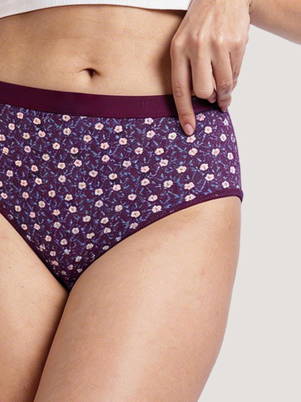Kalyani 59004 Women's High Coverage Mid Waist Cotton Hipster Panties | Pack of 6 | Colors and Prints may vary