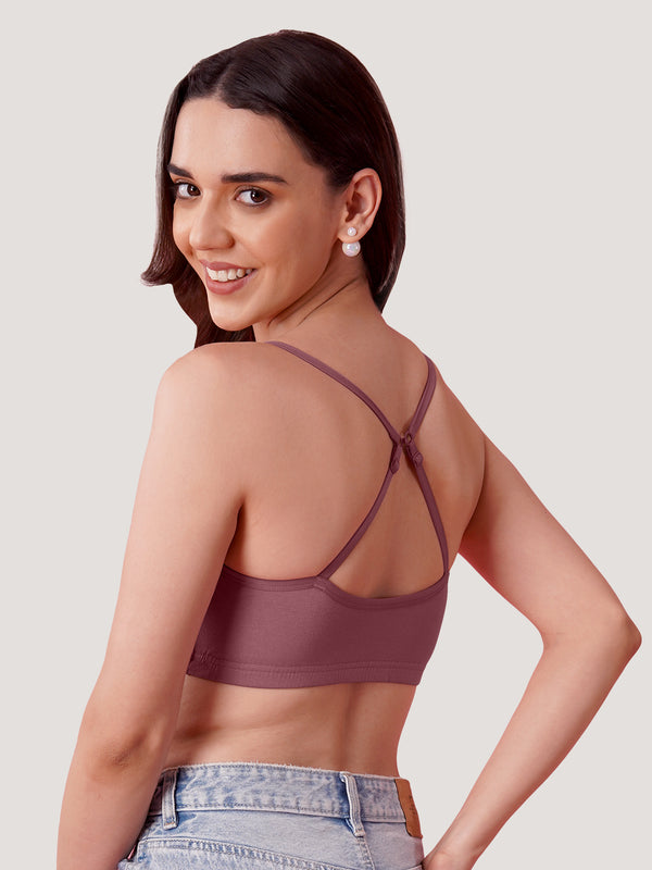 Kalyani Mia Full Coverage Double Layered Cups Cotton Beginners Bra |Pack of 3 ONION RUST & WHITE & BLACK