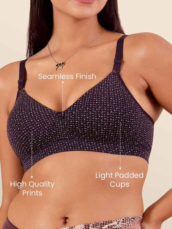 Kalyani Clara Women's Light Padded Seamless Everyday Printed T-Shirt Bra | PRINT2 PRINT2