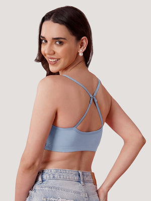 Kalyani Mia Full Coverage Double Layered Cups Cotton Beginners Bra |Pack of 3 CREPE  S.BLUE  BLACK