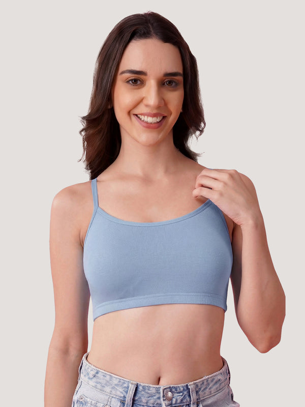 Kalyani Mia Full Coverage Double Layered Cups Cotton Beginners Bra |Pack of 3 S.BLUE & EVENING BLUE & ONION RUST