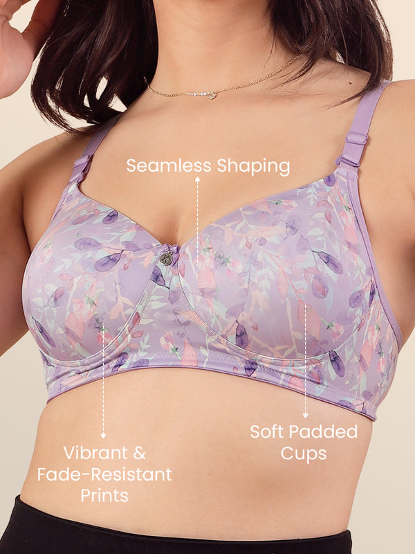 Kalyani Luna Women's Soft Padded Seamless Cups Everyday Printed T-Shirt Bra| PRINT1 PRINT2