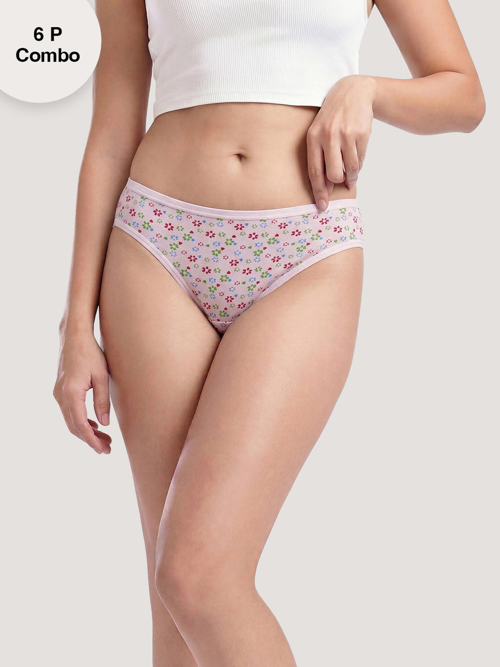Kalyani 6072 Low Waist Bikini Style Cotton Printed Panties | Pack of 6 | Colors and Prints may vary