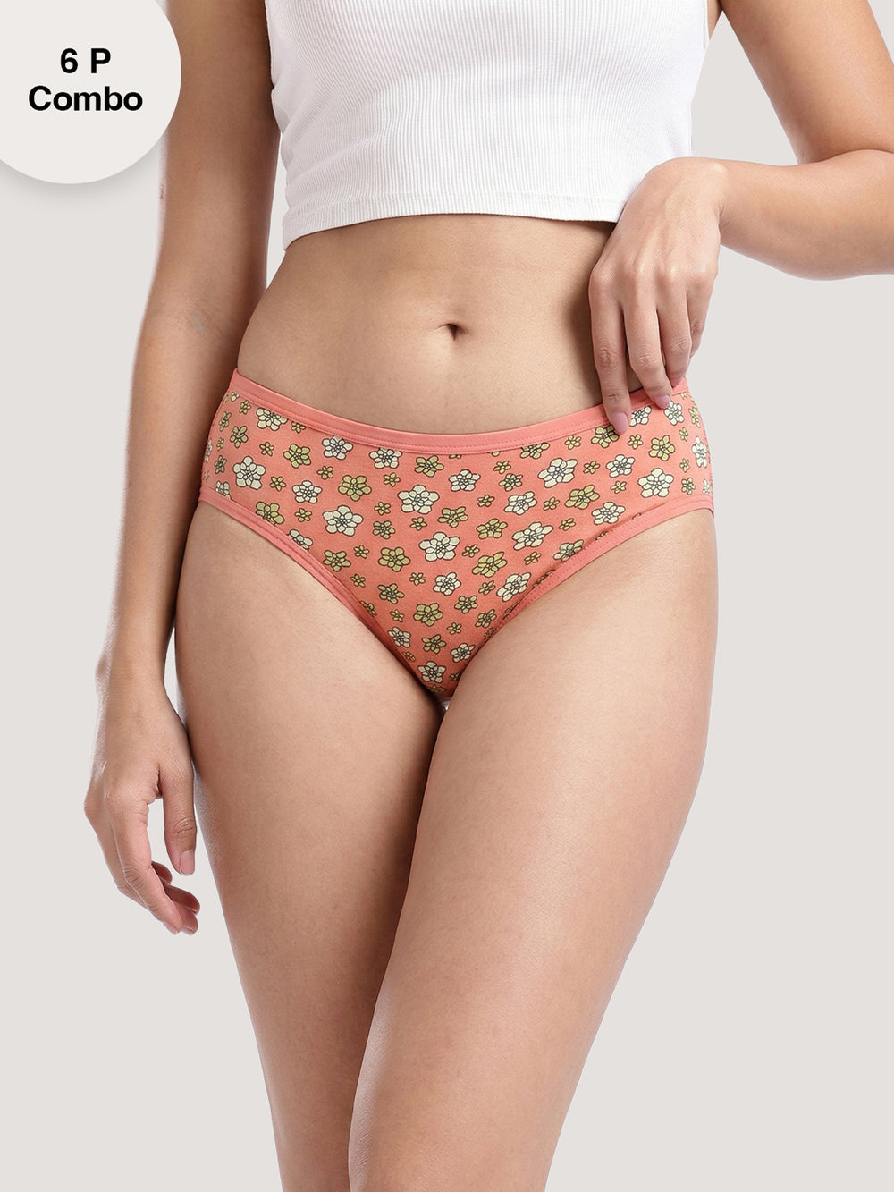 Kalyani 6074 Low Waist Bikini Style Cotton Printed Panties | Pack of 6 | Colors and Prints may vary