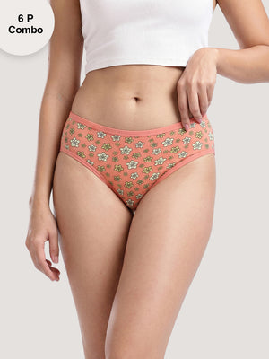 Kalyani 6074 Low Waist Bikini Style Cotton Printed Panties | Pack of 6 | Colors and Prints may vary
