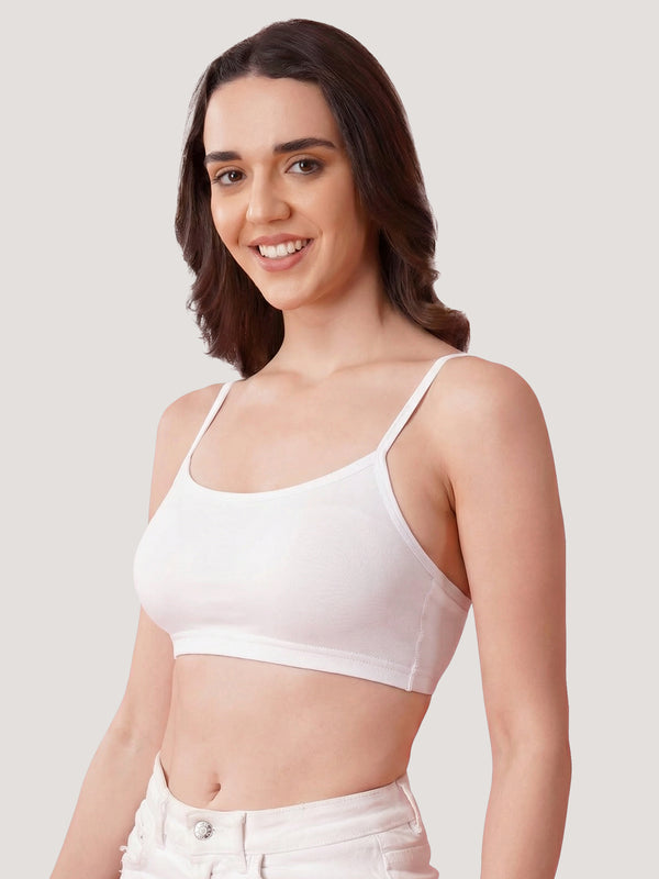 Kalyani Mia Full Coverage Double Layered Cups Cotton Beginners Bra |Pack of 3 S.BLUE WHITE ASH