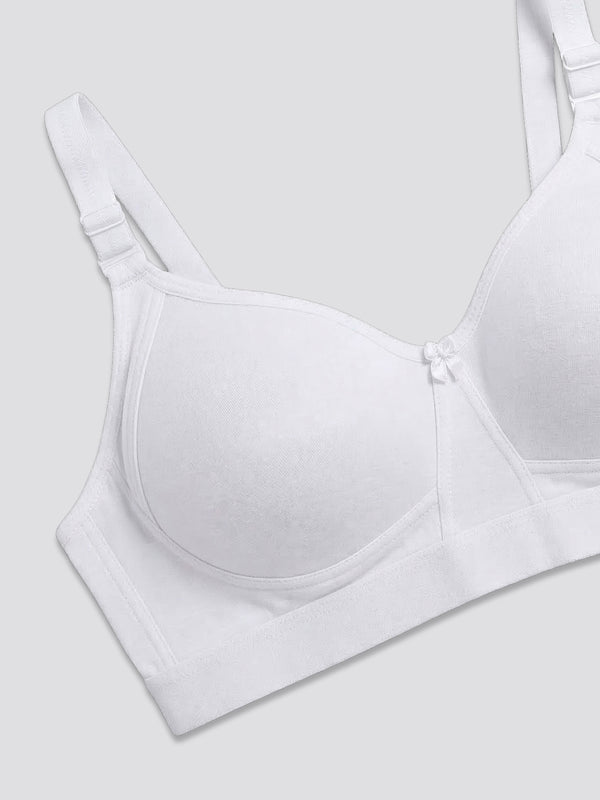 Kalyani Ashley Double Layered Seamless Cups Full Coverage Cotton Lycra Bra | Pack of 2 |WHITE WHITE