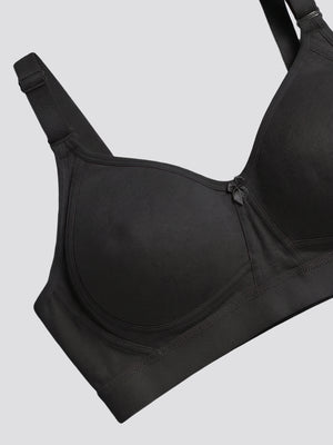 Kalyani Ashley Double Layered Seamless Cups Full Coverage Cotton Lycra Bra | Pack of 2 |BLACK BLACK