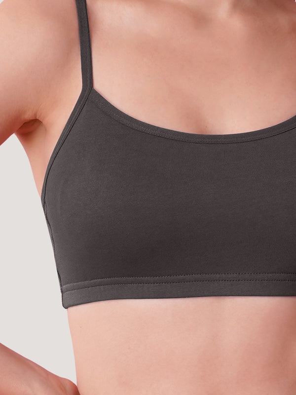 Kalyani Mia Full Coverage Double Layered Cups Cotton Beginners Bra |Pack of 3 ASH & ASH & ASH