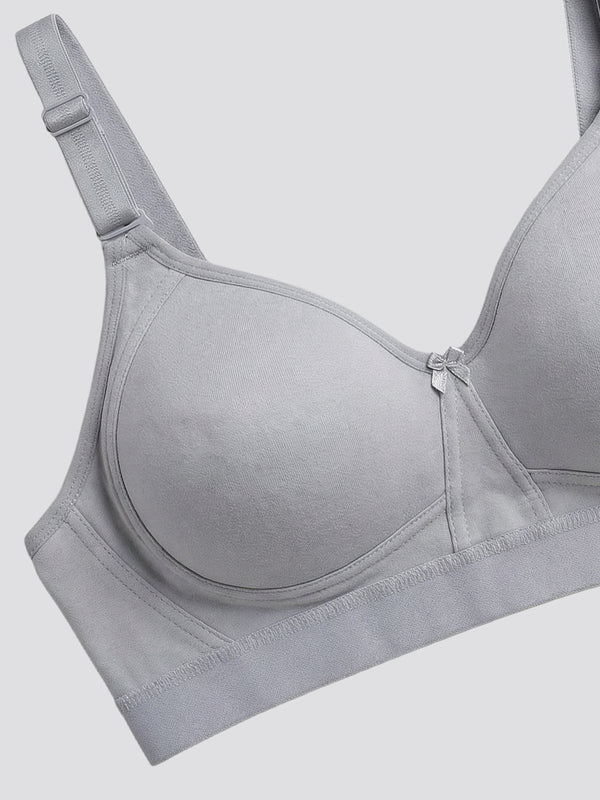 Kalyani Ashley Double Layered Seamless Cups Full Coverage Cotton Lycra Bra | Pack of 2 |GREY BLACK