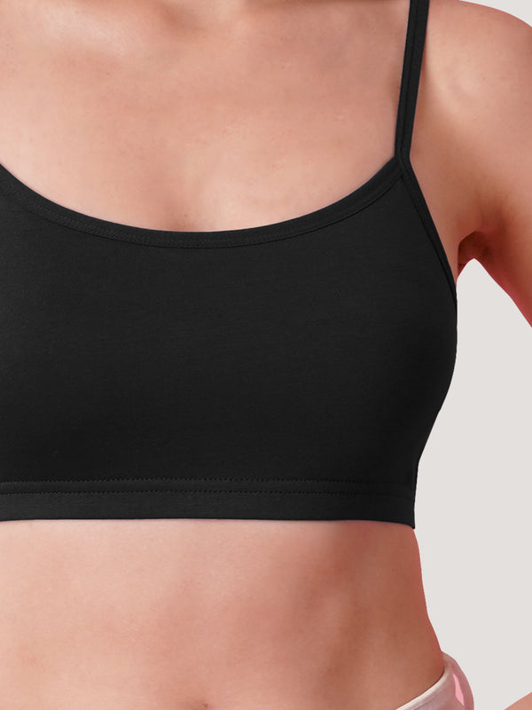 Kalyani Mia Full Coverage Double Layered Cups Cotton Beginners Bra |Pack of 3 ONION RUST & WHITE & BLACK