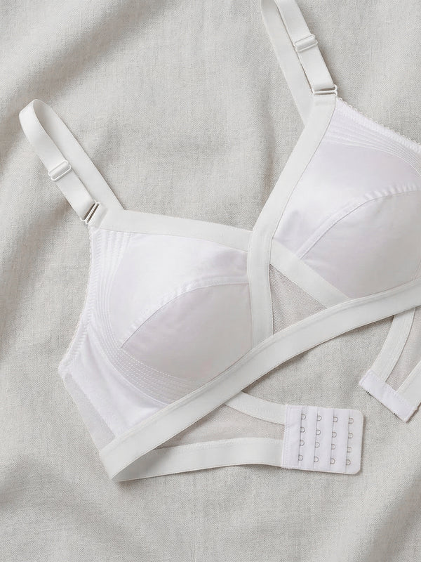Kalyani Vega Ultimate Support Cross-Front Full Coverage Rich Cotton Bra with Side-Elastic Lift (C-F Cups) | Pack of 2 |WHITE WHITE