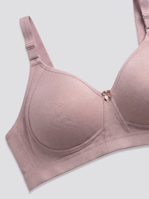 Kalyani Ashley Double Layered Seamless Cups Full Coverage Cotton Lycra Bra | Pack of 2 |FAWN WHITE