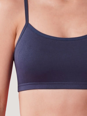 Kalyani Mia Full Coverage Double Layered Cups Cotton Beginners Bra |Pack of 3 EVENING BLUE  EVENING BLUE  EVENING BLUE