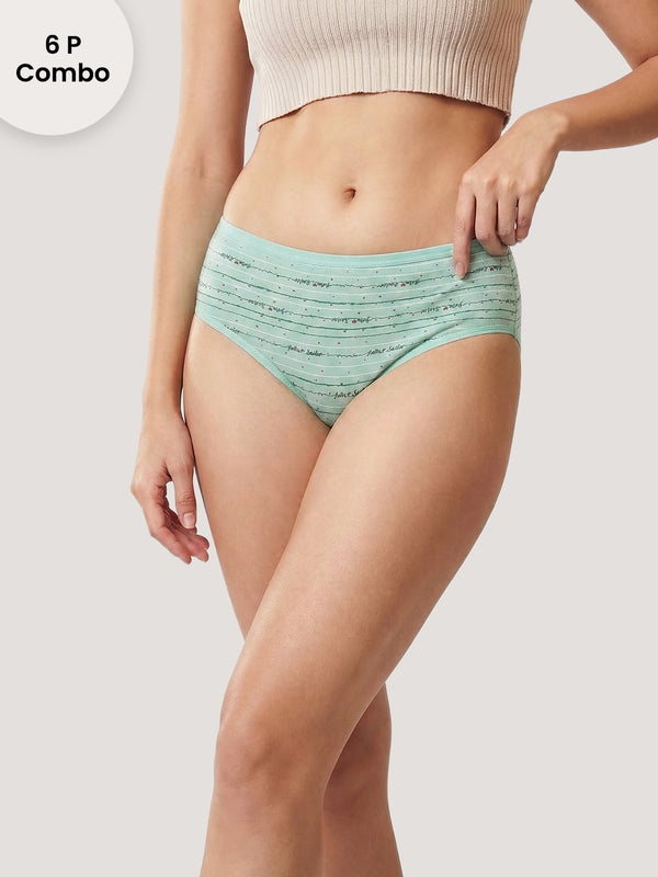 Kalyani 11036 Women Cotton Low Waist Printed Panties (Briefs) | Pack of 6