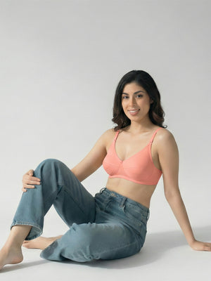 Pranika Non Padded Seamed Everyday Bra | Pack of 3 GREY ROSE BLACK