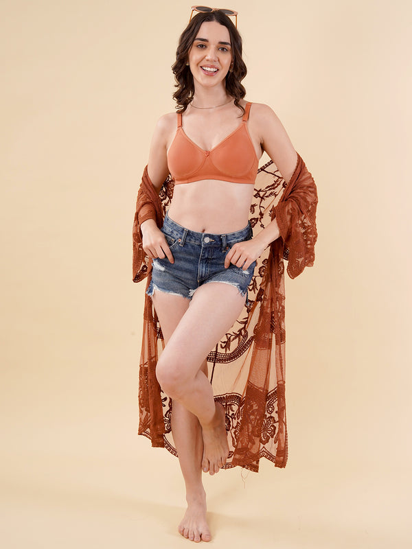 Evlyn Double Layered Cups Regular Bra | Pack of 3 | D.PEACH WHITE WINE