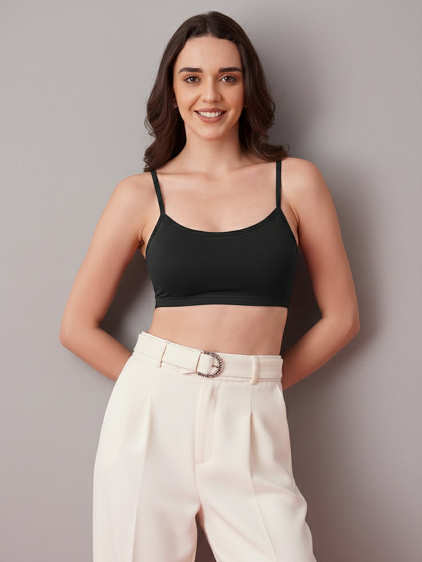 Kalyani Mia Full Coverage Double Layered Cups Cotton Beginners Bra |Pack of 3 ONION RUST & WHITE & BLACK