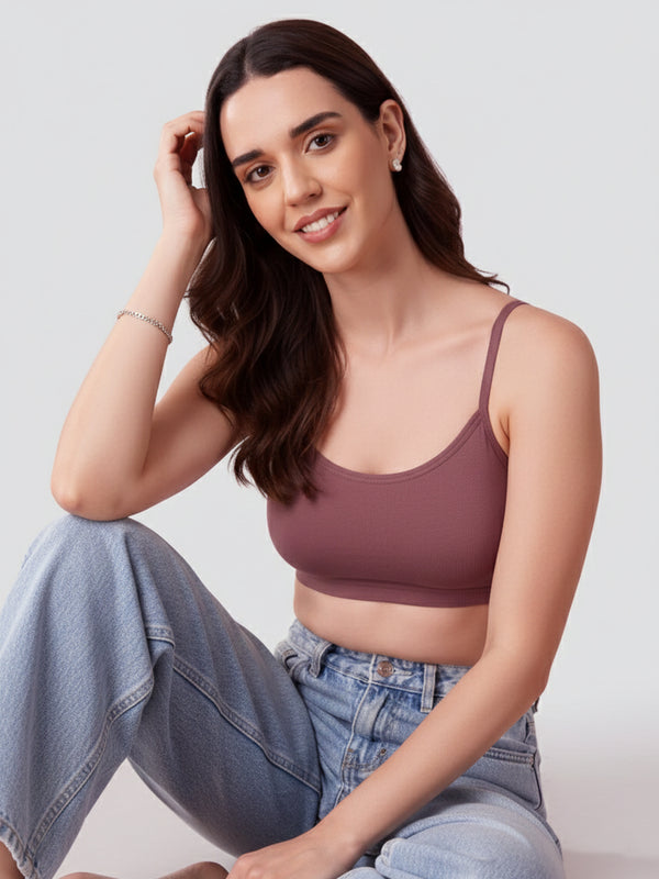 Kalyani Mia Full Coverage Double Layered Cups Cotton Beginners Bra |Pack of 3 EVENING BLUE NUDE ONION RUST